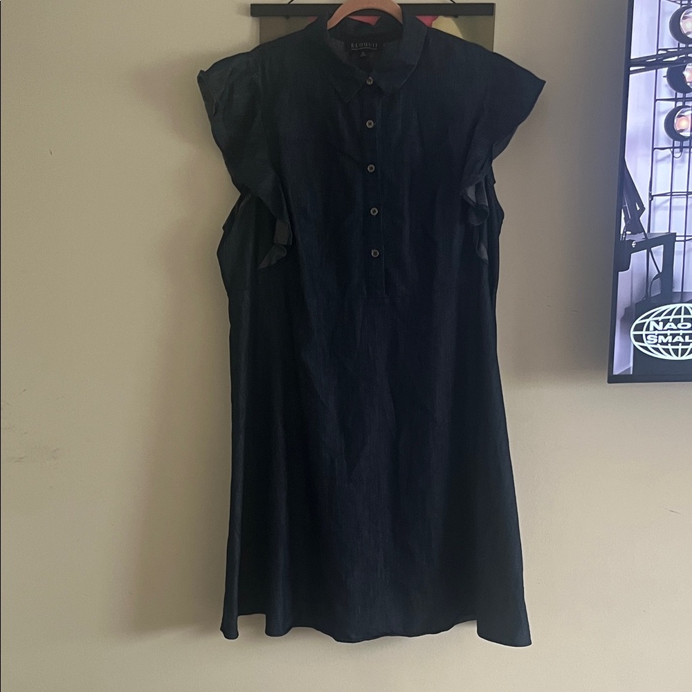 Eloquii Navy Button-Up Mini Dress in Size 24